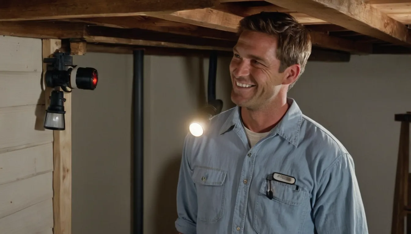 A friendly provider showing a homeowner a termite inspection in a basement in Mentor